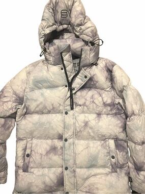 Aritzia Superpuff Light Marble Print Puffer Jacket - Hooded